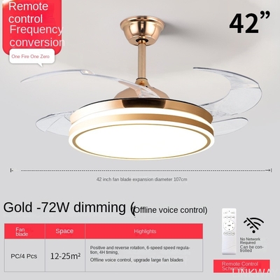 Wholesale factory Crystal Chandelier Ceiling Fan 52 Inch Bluetooth Mute Ceiling Fan Remote Control