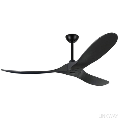 Manufacturer 60 Inch Matte Black Ceiling Fan With Dark Walnut , Solid Wood Blade Ceiling Fan No Light