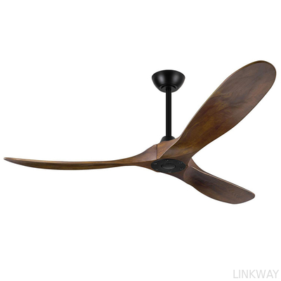 Manufacturer 60 Inch Matte Black Ceiling Fan With Dark Walnut , Solid Wood Blade Ceiling Fan No Light
