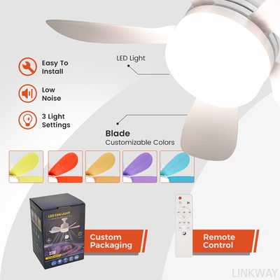 Manufacturer 16 Inch LED Ceiling Fan Lights Remote Control E27 Ventilador Ceiling Fan Lamp