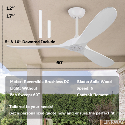 Manufacturer 3 Wooden Blade Modern LED Ceiling Fans Indoor Outdoor Patio Ceiling Fan 60 Inch
