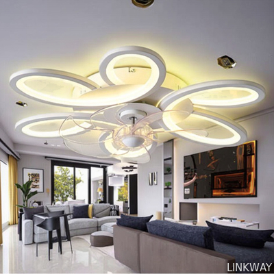 wholesale  Modern Smart WiFi Remote Control Fan Light , LED Ceiling Music Speaker Fan Light