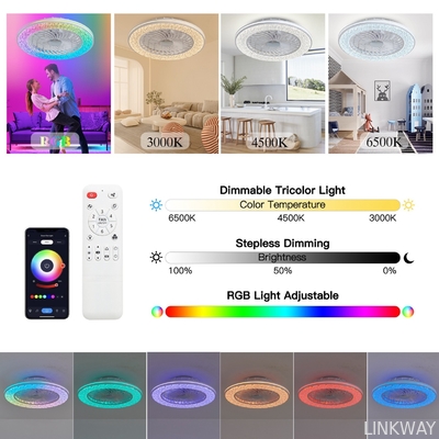 Manufacturer 72W Super Bright APP LED Smart Ceiling Fan Light For Bedroom Apartment Villa