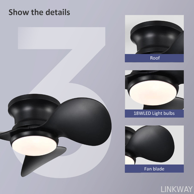 Manufactory  Dimmable LED Flush Mount Ceiling Fan With LED Light Customized