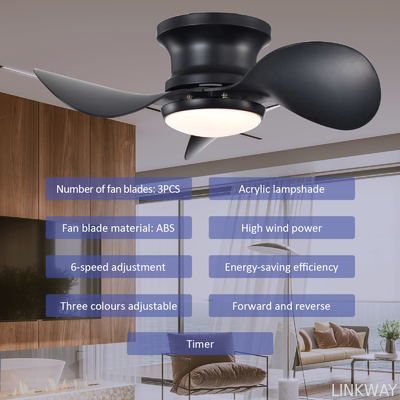 Manufactory  Dimmable LED Flush Mount Ceiling Fan With LED Light Customized