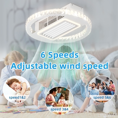Wholesale   Bladeless 6 Speeds Dimmable Flush Mount Ceiling Fan With Light And Remote