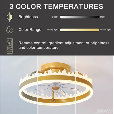 Wholesale factory Gold Round Flush Mount Ceiling Fan Light , 6 Speed Ceiling Fan With Remote