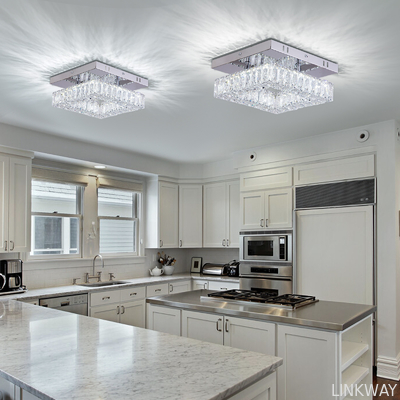 Factory Square Flush Mount Crystal Chandelier Ceiling Fan For Kitchen Bathroom