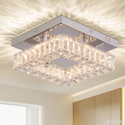 Factory Square Flush Mount Crystal Chandelier Ceiling Fan For Kitchen Bathroom