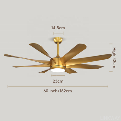 Manufacturer 60 Inch ABS 8 Blade Luxury Modern Nordic Ceiling Fan , BLDC LED Ceiling Fan With Light