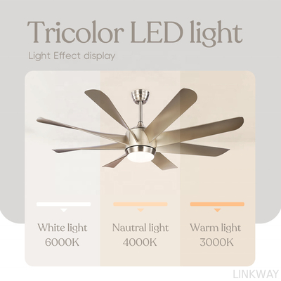 Manufacturer 60 Inch ABS 8 Blade Luxury Modern Nordic Ceiling Fan , BLDC LED Ceiling Fan With Light