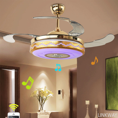 Factory Invisible Blade Living Room Decorative Ceiling Fan , Modern Enclosed Ceiling Fan With Light