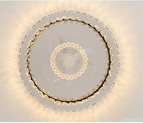 wholesale  Light Luxury Crystal Ceiling Fan Light Nordic Silent Concealed Ceiling Fan With Light