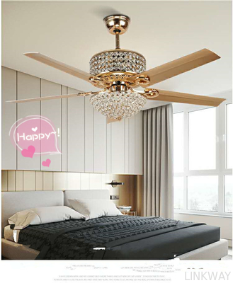 Factory Modern Crystal Ceiling Fan With Light And Remote , 3 Light Ceiling Fan Remote Control