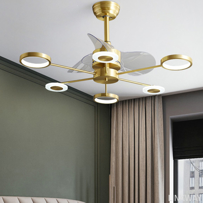 wholesale    Low Noise Crystal Ceiling Fan Light , Copper Ceiling Fan With Light And Remote