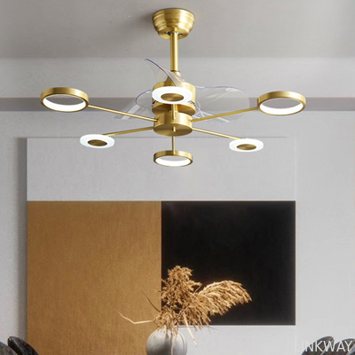wholesale    Low Noise Crystal Ceiling Fan Light , Copper Ceiling Fan With Light And Remote