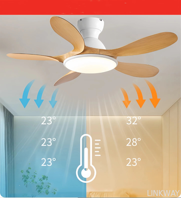 Wholesale factory Classic 42'' Flush Mount Wood Ceiling Fan With 5 Blades 20cm Tall Hugger Pattern Remote Control