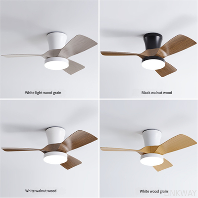 Manufacturer 32 Inch Simple Frequency Wooden Blade Ceiling Fan Conversion Nordic Home Fan Light