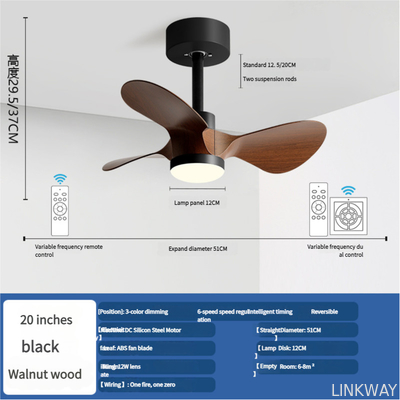 Wholesale factory 20 Inch Small Ceiling Fan Light American Retro Silent Electric Fan Pendant Light