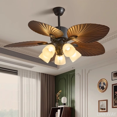 Factory New Product Home Decorative 52 Inch ABS 5 Blades Palm Leaves Household Remote Control Bldc Ceiling Fan