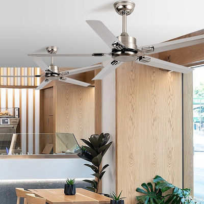 NEW Style 48 52 56 Inches Dc Ac Modern Indoor Energy Efficient Stainless Steel / Wood Blades Ceiling Fan With Led Light