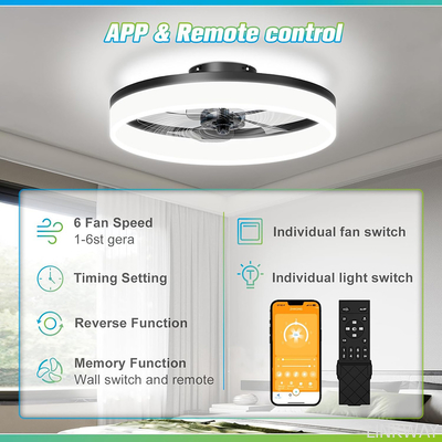 Manufactory 19.7 Inch Invisible Nordic Simple Led Ceiling Cell Fan with Lamp with Led Lighting Led Lamp Classic and Remote