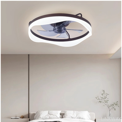 Wholesale factory Modern LED Ceiling Fan Lamp for Bedroom with Mute Frequency Conversion 110V-220V Japanese American Regulations Iron Wood Body