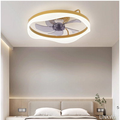 Wholesale factory Modern LED Ceiling Fan Lamp for Bedroom with Mute Frequency Conversion 110V-220V Japanese American Regulations Iron Wood Body