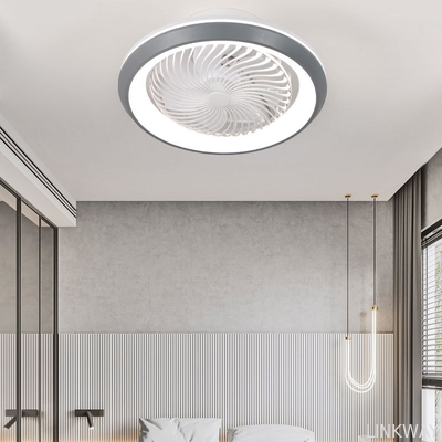 Wholesale factory Modern LED Lights Enclosed Ceiling Fan with 6 Wind Speeds Bladeless Fan Chandelier for Bedroom Living