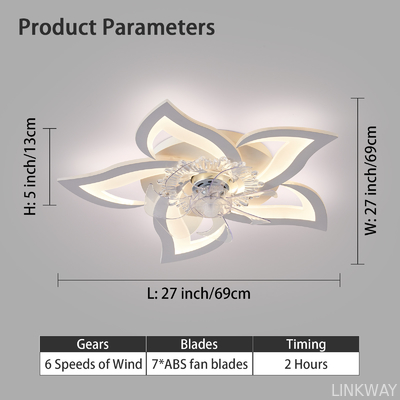 Wholesale factory 27.2 Inches Modern Style OEM ODM 50W LED Ceiling Fan Lights with Remote for Bedroom Living Room / Dining Room