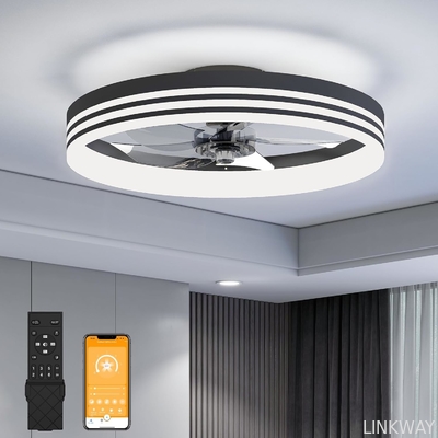 Wholesale   20 Inch 5 Blades 6 Wind Speeds Smart Low Profile Ceiling Fan Lights Flush Mount With APP Remote for Bedroom Living Room