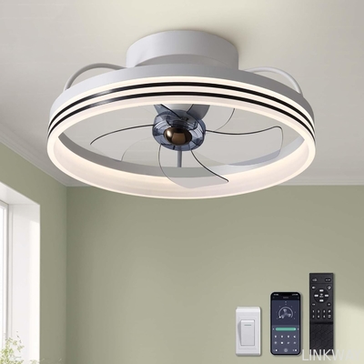 Wholesale   20 Inch 5 Blades 6 Wind Speeds Smart Low Profile Ceiling Fan Lights Flush Mount With APP Remote for Bedroom Living Room