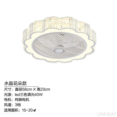 Wholesale   LED Ceiling Fan Bedroom Pink Color Child Room Design Simple Safety Ceiling Fan