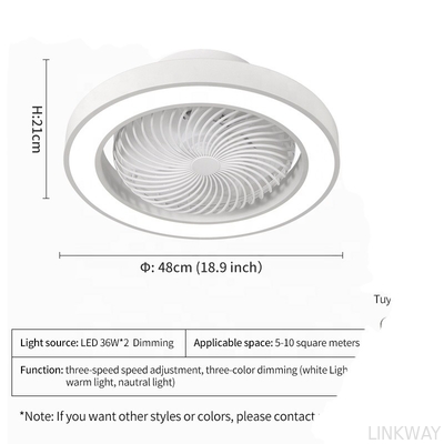 Wholesale    XD1 48cm Small Modern Bladeless Ceiling Fan with Led Light Remote Control Flush Mount Living Room Bedroom Children Invisible