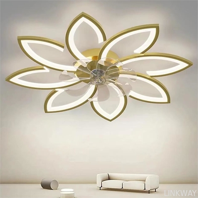 Wholesale factory Fashion Art Multi-head Petal Inverter Fan Light For Living Room Bedroom