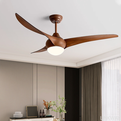 Factory 52-Inch DC Motor Remote Control Vintage Indoor 3-Piece Solid Wood Blade Decorative Ceiling Fan Light Electric Power