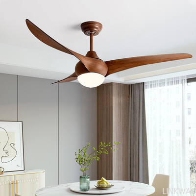 Factory 52-Inch DC Motor Remote Control Vintage Indoor 3-Piece Solid Wood Blade Decorative Ceiling Fan Light Electric Power
