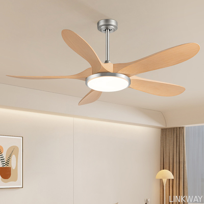 Manufacturer 56-Inch Modern Ceiling Fan With 5 ABS Blades And Iron Lamp Body DC Motor Remote Control For Living Room