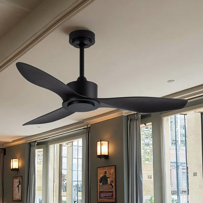European Style DC 56 Inch 50W ABS 3 Blades Wall Control Remote Control Dimmable Led Ceiling Fan Black Fan Light