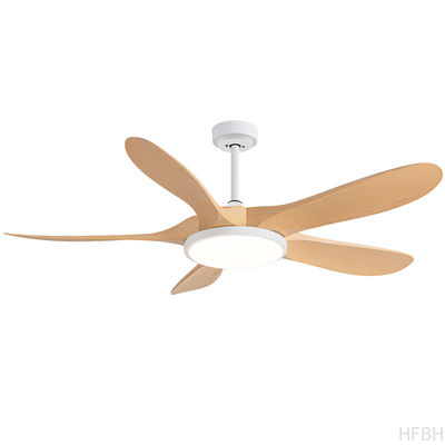 Factory Best Seller 56-Inch Modern Ceiling Fan Light 5 ABS Blades Walnut/Lightwood Remote Control DC Motor Iron Lamp for Living Room