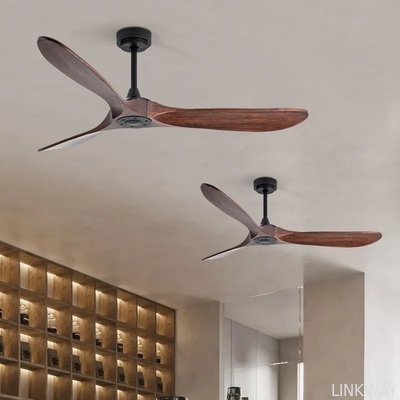 Wholesale Household 52 Inch DC Motor Solid Wood 3 Blades Modern Home Decor Mute Bldc Led Ceiling Fan With Light Remote Control