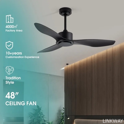 Manufacturer  Interior Office Home Remote Control ABS 3 Blades White Black Modern 48 Inch Ceiling Fan