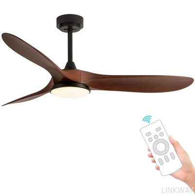 Manufacturer 52-Inch Ceiling Fan with Light Remote Controlled Black ABS Blades for Home Decor for Living Room Plastic Material