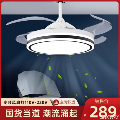 Manufacturer 42-Inch Modern Simple LED Fan Lamp with for Bluetooth Frequency Conversion 110V-220V Wide Pressure for Living Room