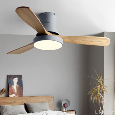 Factory Modern Nordic Fancy 3 Wooden Blades 42 Inches Energy Saving Dc Motor Decorative Led Ceiling Fan