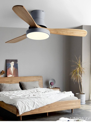 Factory Modern Nordic Fancy 3 Wooden Blades 42 Inches Energy Saving Dc Motor Decorative Led Ceiling Fan