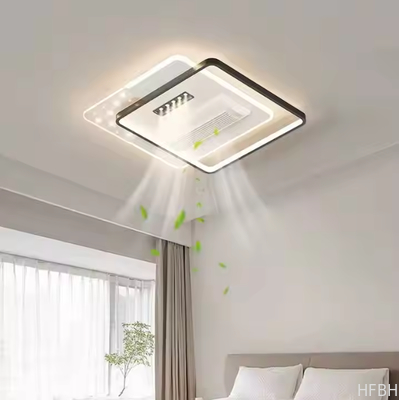 Luxury Fan Light Square Bedroom 6 Speeds Decorative Recessed Smart Bladeless Ceiling Fan With Light for Living Room Bedroom