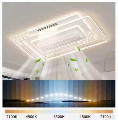 Luxury Fan Light Square Bedroom 6 Speeds Decorative Recessed Smart Bladeless Ceiling Fan With Light for Living Room Bedroom