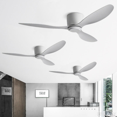 Wholesale factory Led Ceiling Fan Wood Plastic Blades Flush Mount Ceiling Fan With Remote