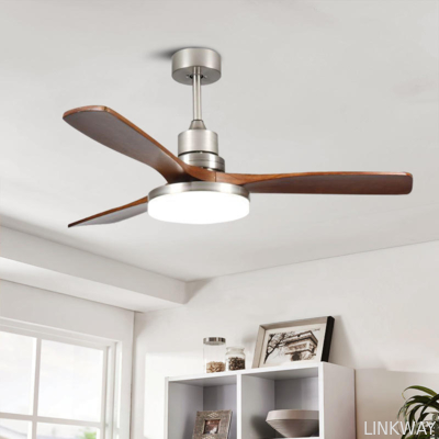 Wholesale factory 35 Inch Small Solid Wood Blades Indoor Remote Control Led Ceiling Decorative Fan with Light